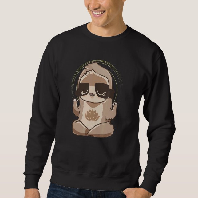 Sweatshirt Total Zen Yoga Sloth Meditating Lotus (Devant)