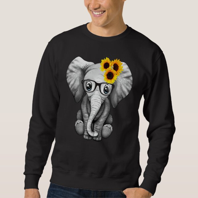 Sweatshirt Tournesol joli éléphant (Devant)