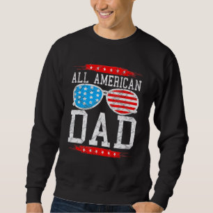 Sweatshirt Tous les Papa Américain Sunglés Nous Drapeau Corre
