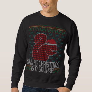 Sweatshirt Tout Ce Que Je Veux C'Est Un Écureuil Rouge Plaid