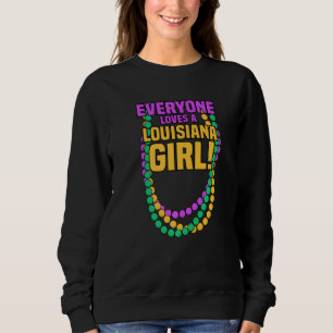 Sweatshirt Tout Le Monde Aime Louisiana Girl Mardi Gras Beads