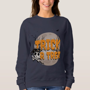 Sweatshirt Trace ou traitement Chat noir et Halloween Party
