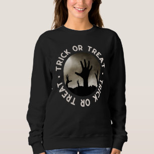 Sweatshirt Trace Ou Traiter La Pleine lune D'Halloween Zombie