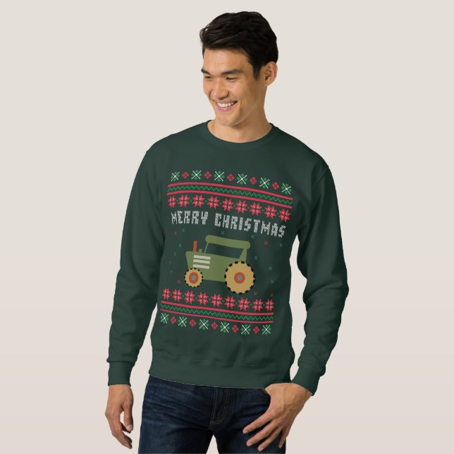Sweatshirt Tracteur agricole Douille de Noël moche (Devant entier)