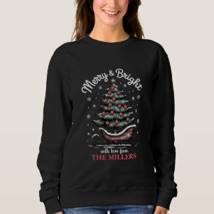 Sweatshirt Traîneau de Noël personnalisé Arbre Joyeux & Lumin