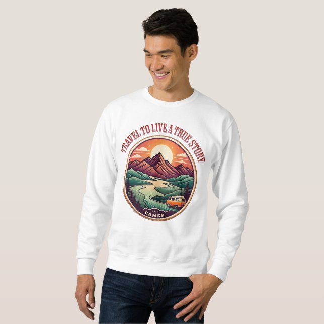 Sweatshirt Travel Real Story Tee — Pas de faux badge de voyag (Devant entier)