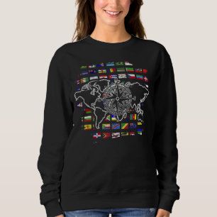 Sweatshirt Traveller International Pays Drapeaux Compass Worl