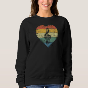 Sweatshirt Treble Clef Music Note Coeur Vintage rétro