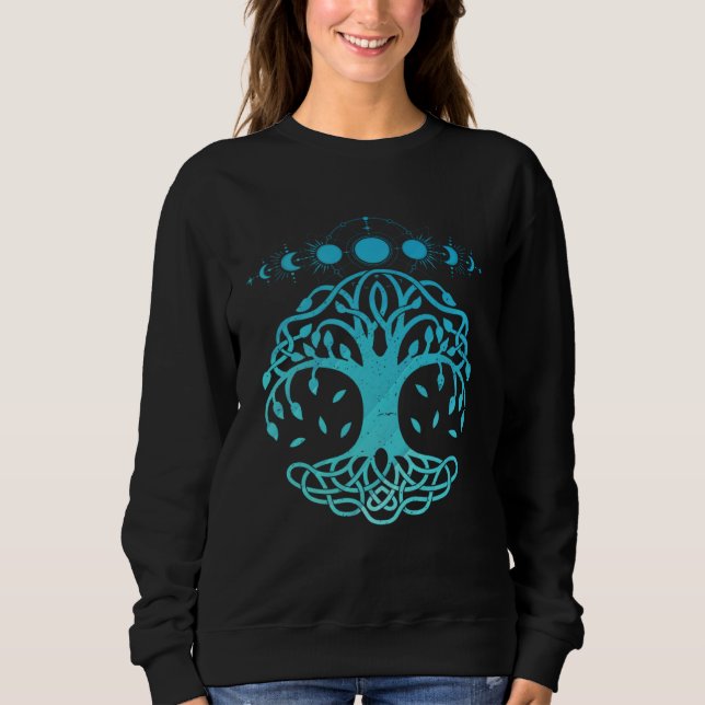 Sweatshirt Tree Life Moon Phase Wiccan Yggdrasil Nordic Vikin (Devant)