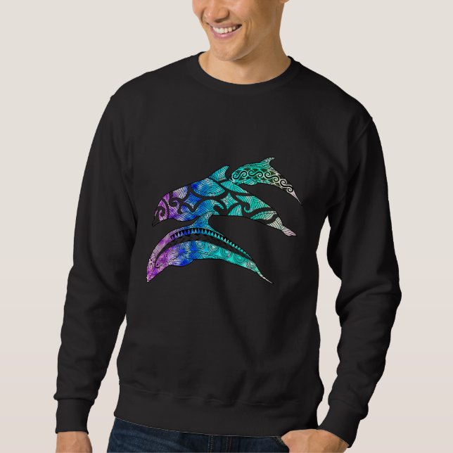 Sweatshirt Tribal Dolphin Pod Ocean (Devant)
