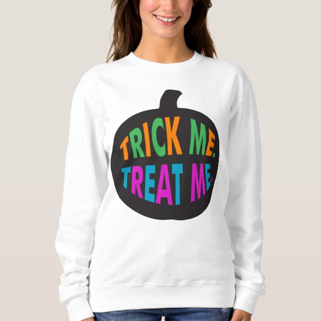Sweatshirt Trick Me Traite, Halloween Multi-Couleur (Devant)