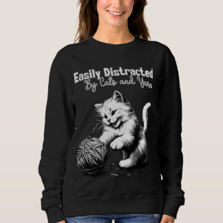 Sweatshirt Tricot adorable et Crochet Happy Cat Yarn Lover