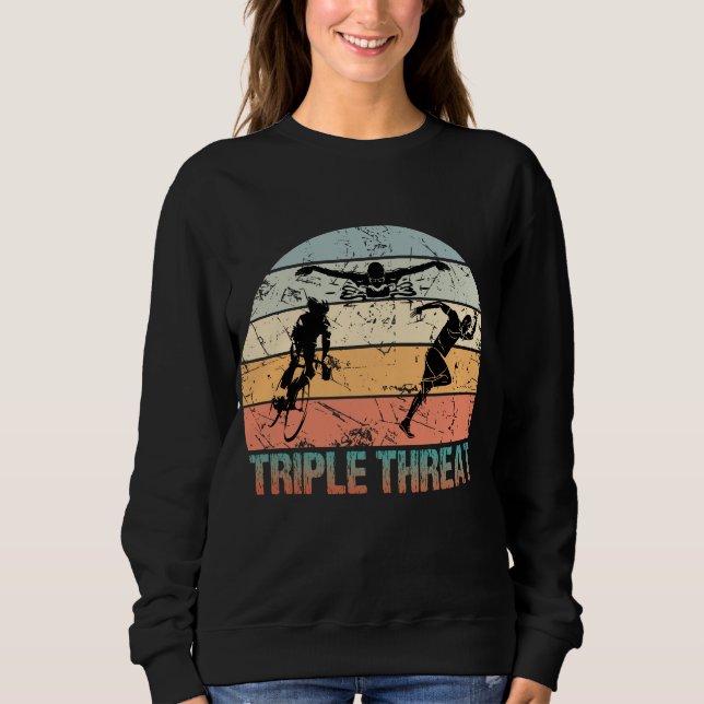 Sweatshirt Triple Menace - Athlète de triathlon (Devant)