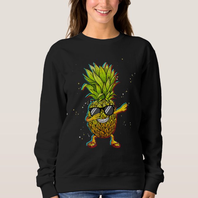 Sweatshirt Trippy Dabbing Pineapple Vacation Cruise (Devant)