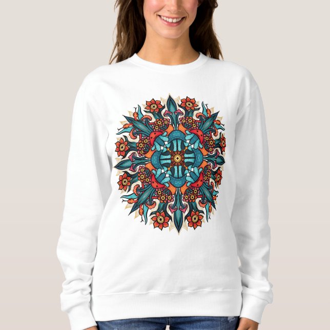 Sweatshirt Trippy hippie psychédélique fleur de champignon su (Devant)