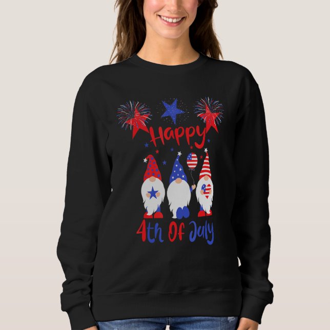 Sweatshirt Trois Gnome Happy 4 juillet Firework American Fl (Devant)