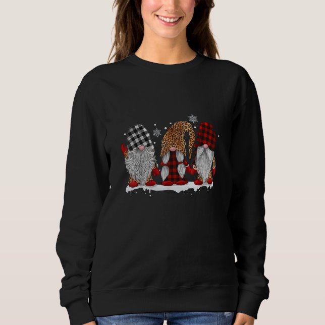 Sweatshirt Trois Gnomes En Buffle Léopard Imprimé Plaid (Devant)