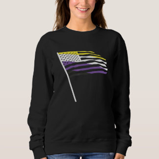 Sweatshirt Troisième Sexe Lgbt Fier Non binaire Usa Drapeau Q