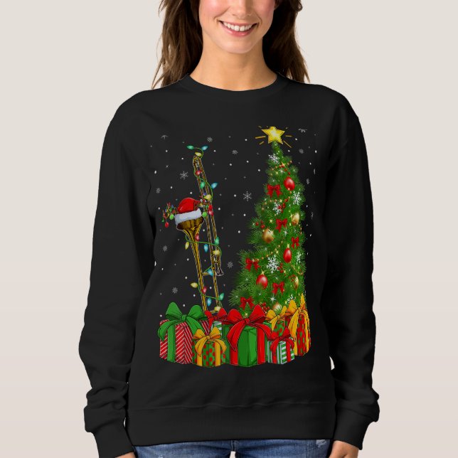Sweatshirt Trombone Musique Noël Vacances Père Noël Trombone  (Devant)