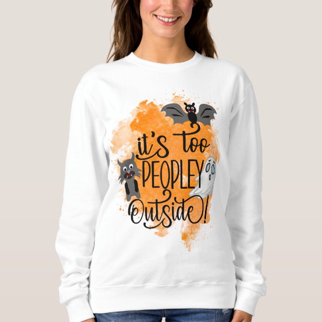Sweatshirt Trop de gens en dehors de drôle Vampire chat Hallo (Devant)
