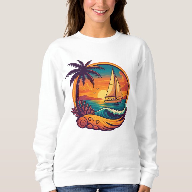 Sweatshirt Tropical Sunset Sailing Adventure Women's Sweatshi (Devant)