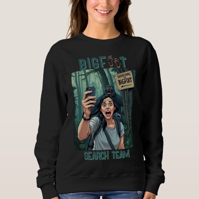 Sweatshirt Trouver Bigfoot Sasquatch Selfie Noir (Devant)