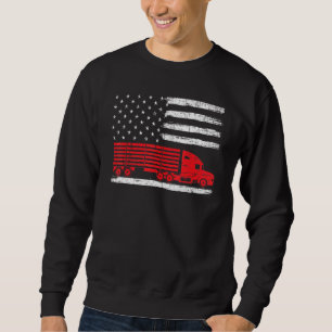 Sweatshirt Trucker Américain Drapeau Chauffeur de camion Tra