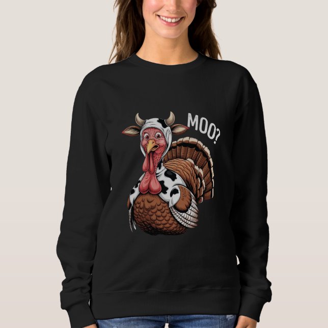 Sweatshirt Turquie Moo Drôle Thanksgiving (Devant)