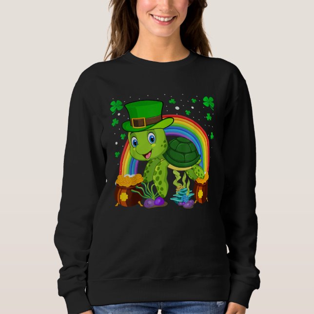 Sweatshirt Turtle Leprechaun Hat Turtle Rainbow St Patrick's  (Devant)