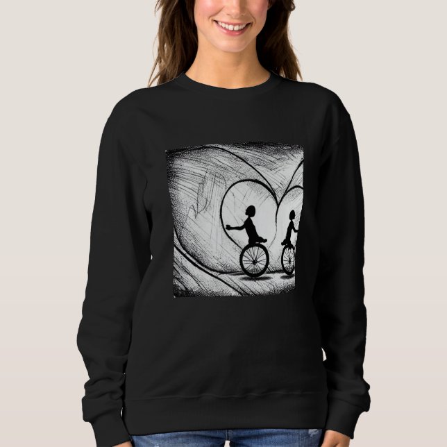 Sweatshirt Two Hearts On Bikes - Romance On A Bicycle Premium (Devant)