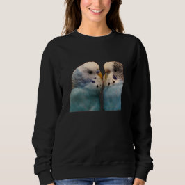 Sweatshirt Two Love Budgies – Cute Blue Parakeets on Red Back
