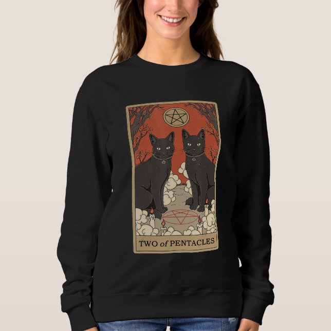 Sweatshirt Two Of Pentacles Tarot Card Cat (Devant)