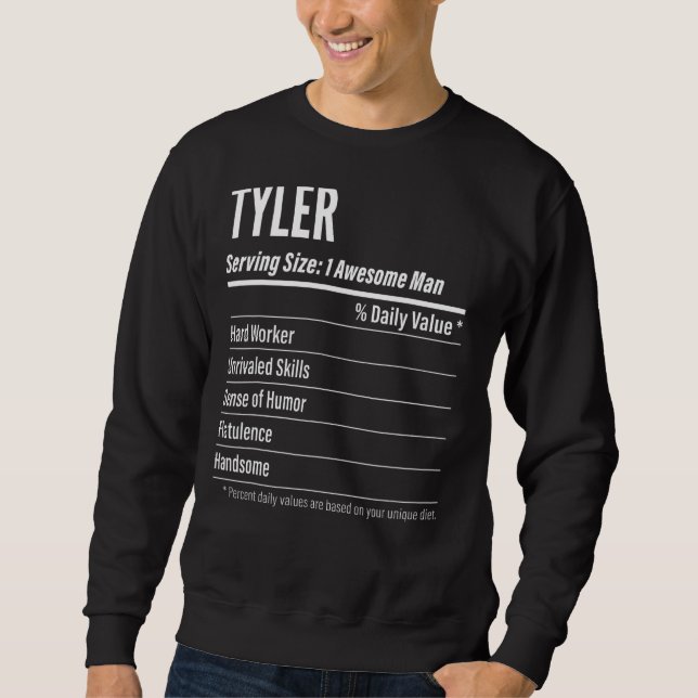 Sweatshirt Tyler Taille de service Nutrition Étiquette Calori (Devant)
