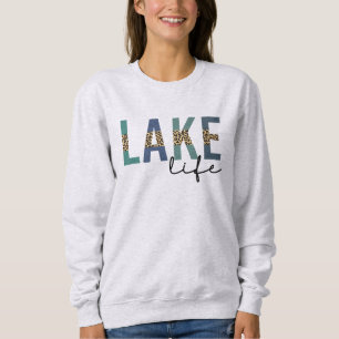 Sweatshirt Typographie d'impression de Lake Life Cheetah