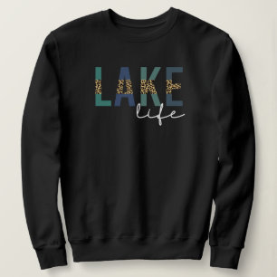 Sweatshirt Typographie d'impression de Lake Life Cheetah