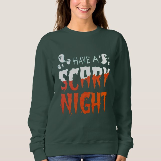 Sweatshirt Typographie, une nuit effrayante, fête d'Halloween (Devant)