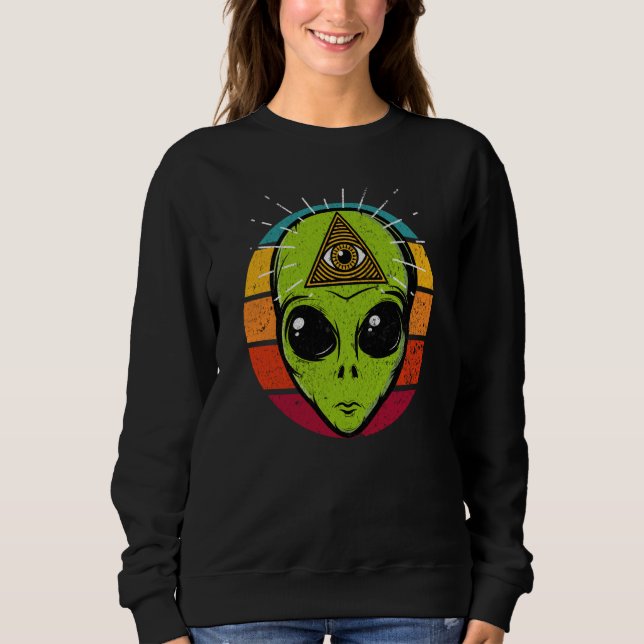 Sweatshirt UFO Alien Space Illuminati Occult Masonic All Seei (Devant)