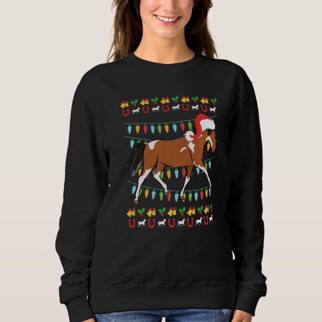 Sweatshirt Ugly Christmas horse rider equestrian Christmas (Devant)
