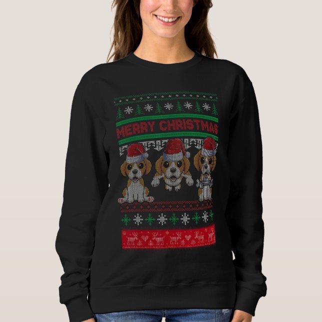 Sweatshirt Ugly Christmas Sweater Beagle Cute Beagle Santa Ha (Devant)
