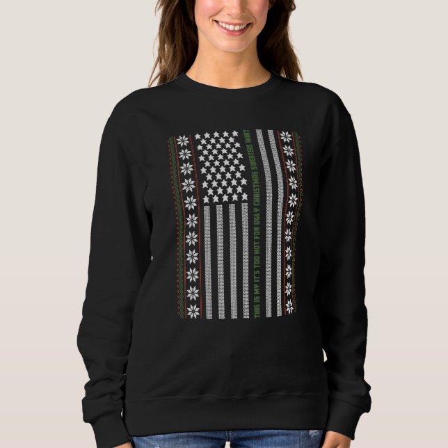 Sweatshirt Ugly Christmas Sweater USA Flag Retro  Merry Chris (Devant)