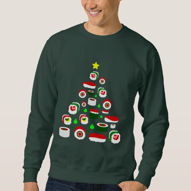 Sweatshirt ugly christmas tree sushi (Devant)