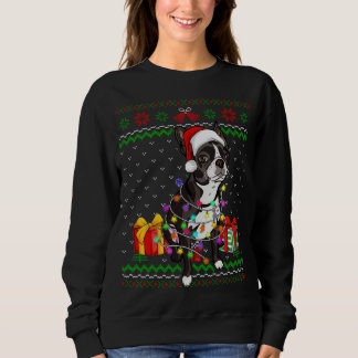 Sweatshirt Ugly Sweater Christmas Lights Boston Terrier Dog L