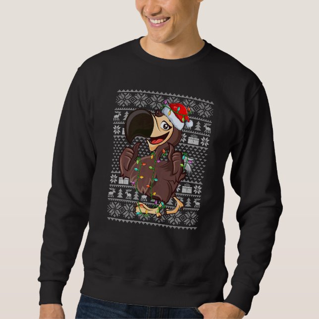 Sweatshirt Ugly Sweater Style Xmas Lights Santa Dodo Bird Chr (Devant)