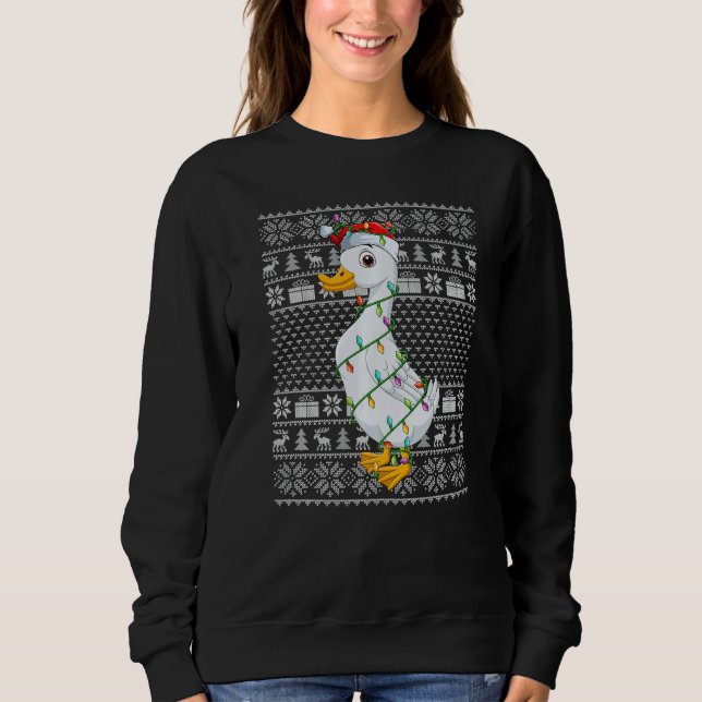 Sweatshirt Ugly Sweater Style Xmas Lights Santa Duck Bird Chr (Devant)