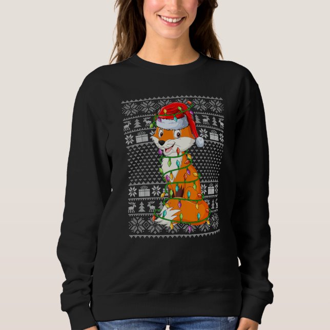 Sweatshirt Ugly Sweater Style Xmas Lights Santa Fox Christmas (Devant)