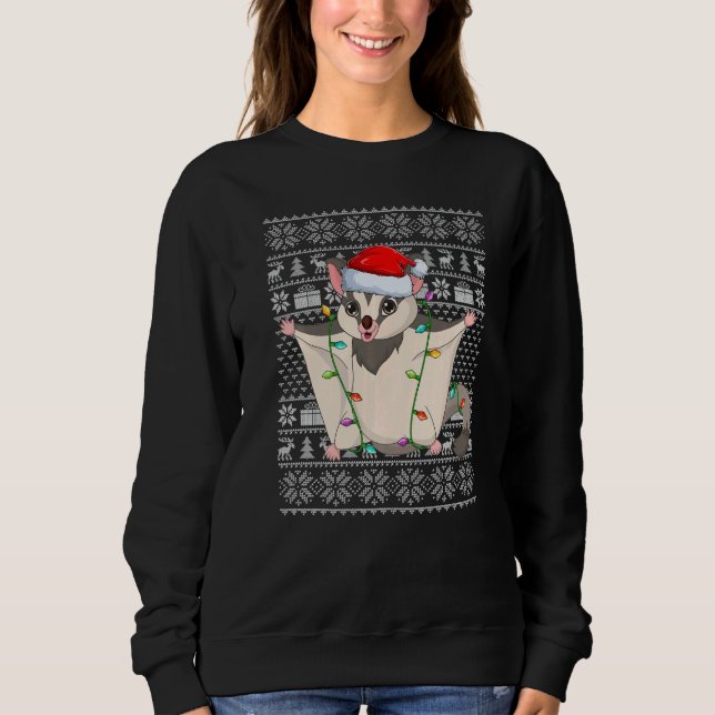 Sweatshirt Ugly Sweater Style Xmas Lights Santa Sugar Glider  (Devant)