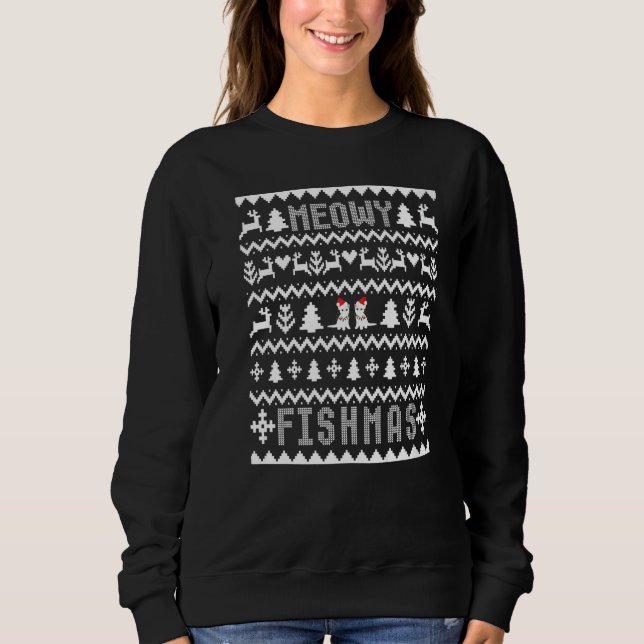 Sweatshirt Ugly White Christmas  Meowy Fishmas (Devant)
