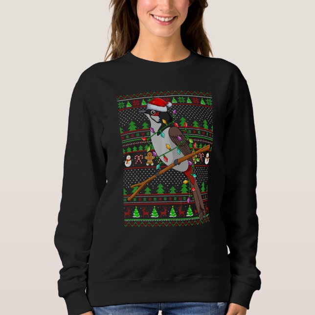 Sweatshirt Ugly Xmas Sweater Style Lighting Bulbul Bird Chris (Devant)