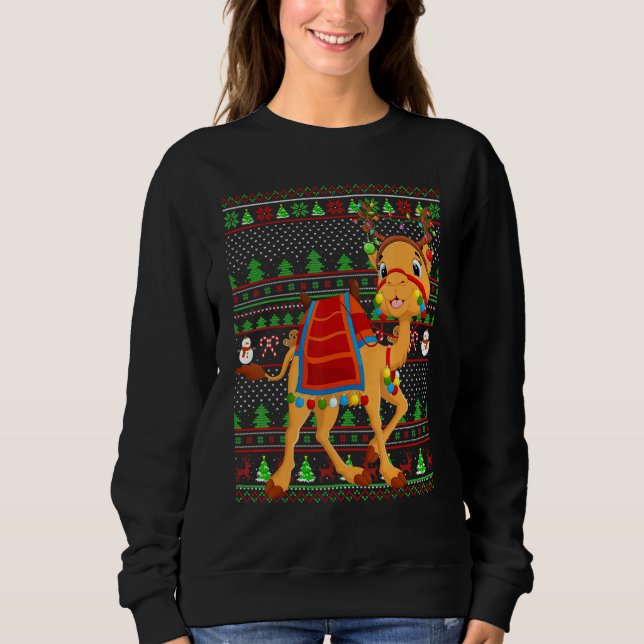 Sweatshirt Ugly Xmas Sweater Style Lighting Camel Christmas (Devant)