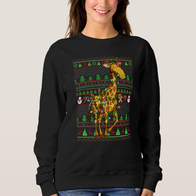 Sweatshirt Ugly Xmas Sweater Style Lighting Giraffe Christmas (Devant)